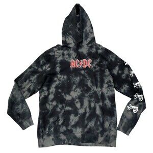 Black Hoodie Sweatshirt Men's XL AC/DC & DC Shoes Collab W/ Cannon Sleeve